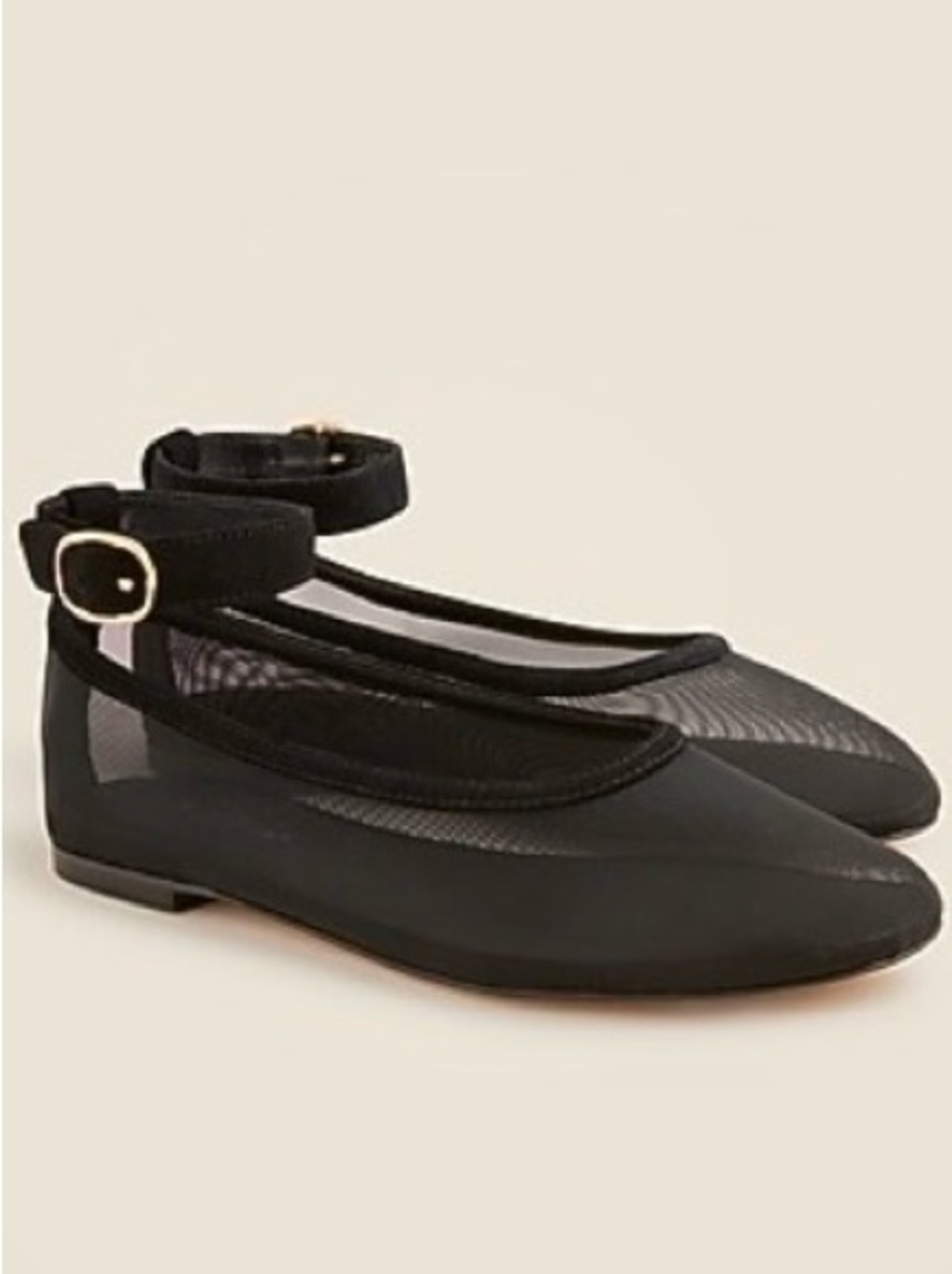 NWOT 🖤- J.Crew Women's Andi Mesh Ankle-strap Ballet Flats Women’s Size 10